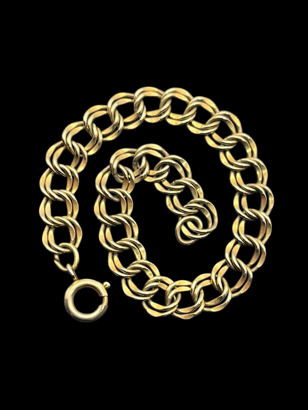 12k gold filled double link vintage chain charm bracelet